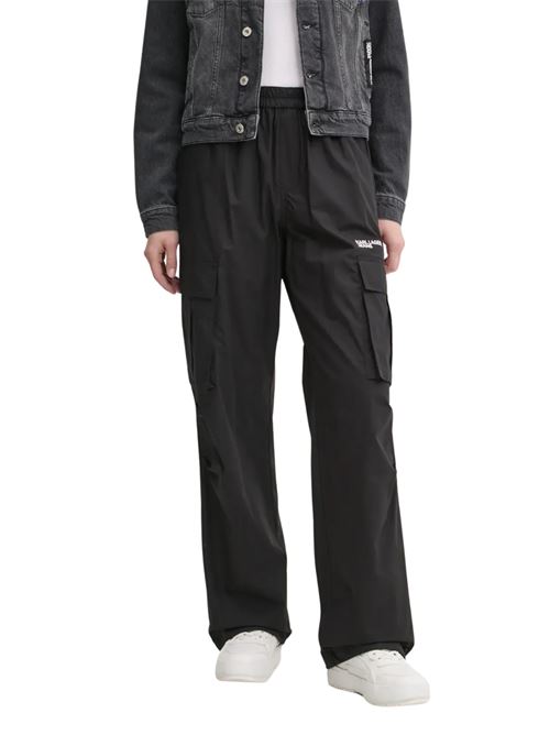 Pantalone cargo donna nero in cotone bio Karl Lagerfeld jeans | Pantaloni | A1W10062999