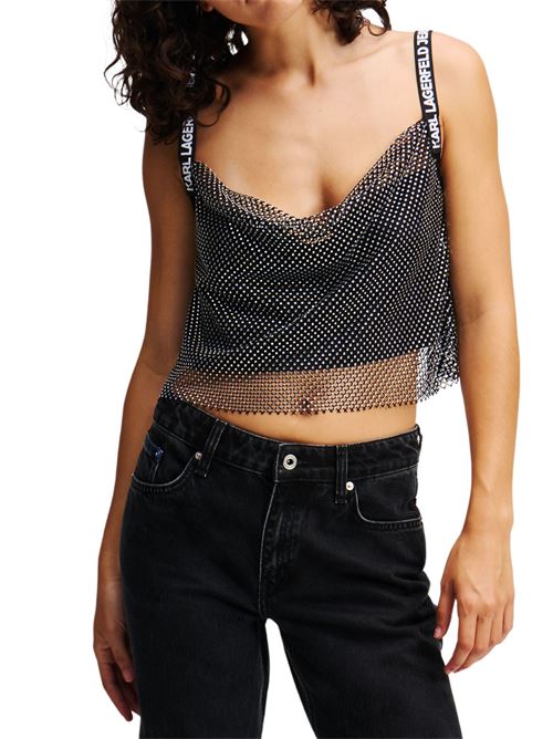 Top rete metallica donna nero in poliestere Karl Lagerfeld jeans | T-shirt | A1W11010999