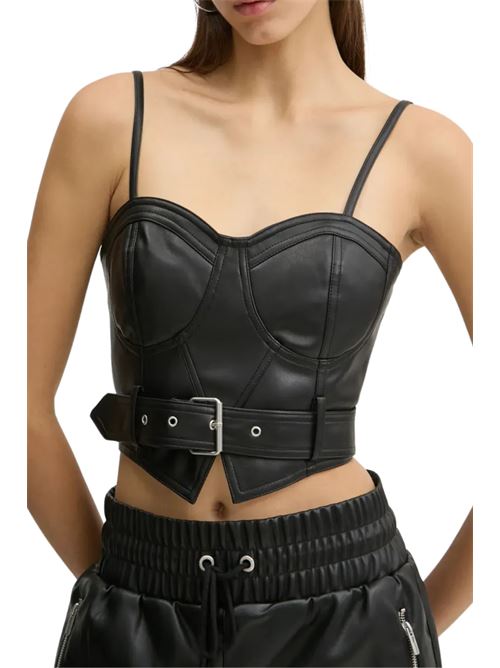 Top donna nero in ecopelle Karl Lagerfeld jeans | T-shirt | A1W11011999