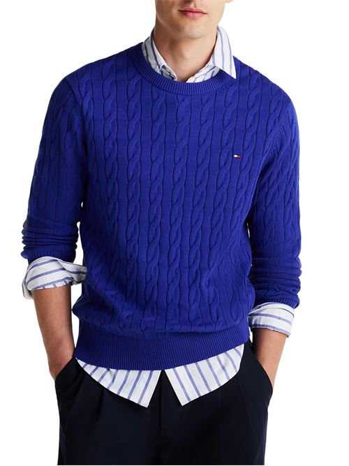 Maglioncino uomo blu in cotone bio Tommy Hilfiger | Maglie | MW0MW33132D03