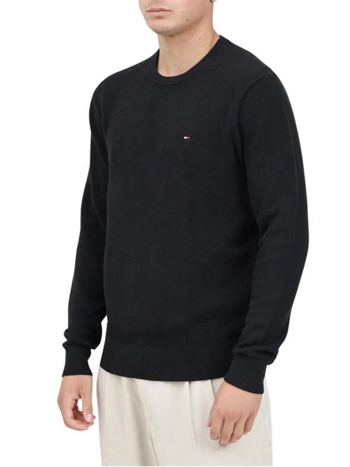 Maglioncino uomo nero in cotone Tommy Hilfiger | Maglie | MW0MW36347BDS