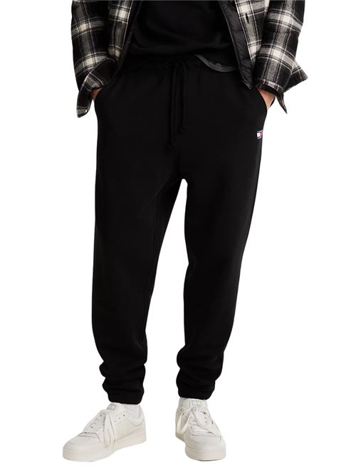 Pantalone tuta uomo nera in cotone Tommy Jeans | Pantaloni | DM0DM20276BDS