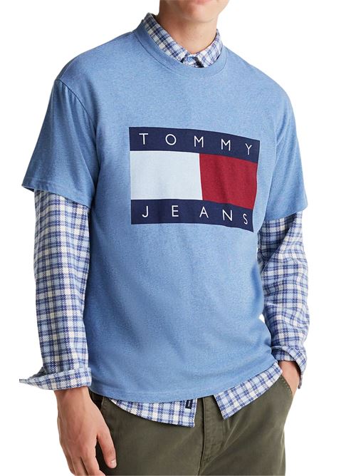 T-shirt uomo azzurra in cotone Tommy Jeans | T-shirt | DM0DM20345DY6