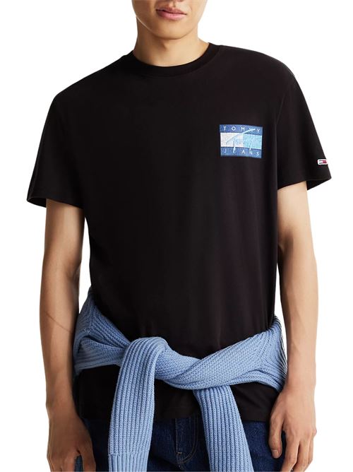 T-shirt uomo nera in cotone Tommy Jeans | T-shirt | DM0DM21108BDS