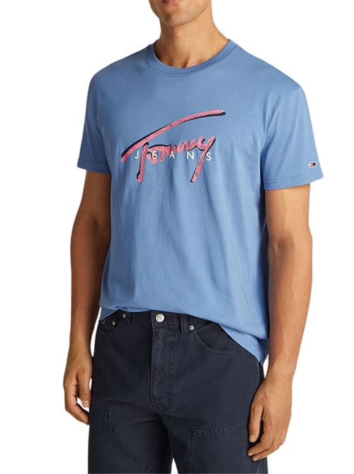 T-shirt azzurra in cotone Tommy Jeans | T-shirt | DM0DM21109DY6