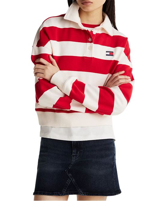 Polo a righe rossa e bianca in cotone Tommy Jeans | Polo | DW0DW19409YBH