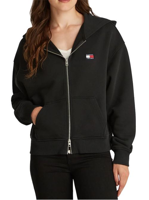Felpa nera in cotone Tommy Jeans | Felpe | DW0DW19412BDS