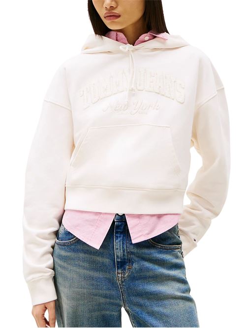 Felpa bianca in cotone Tommy Jeans | Felpe | DW0DW19413YBH