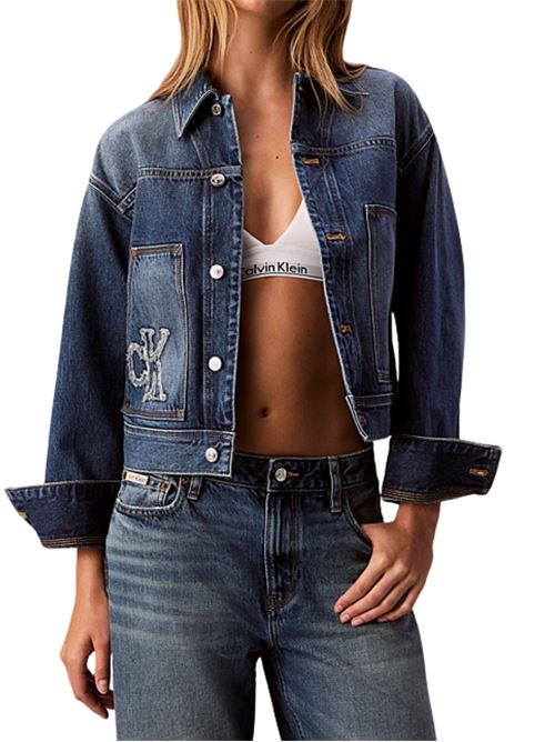 Giubbetto jeans corto in denim sabbiato Calvin Klein Jeans | Capispalla | LV047E906G3NL