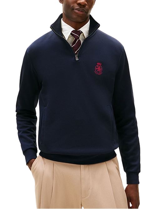 Pullover con mezza zip e stemma TH ricamato Tommy Hilfiger | Felpe | MW0MW42855DW5