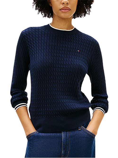 Maglioncino in cotone con lavorazione a trecce Tommy Hilfiger | Maglie | WW0WW4499303I