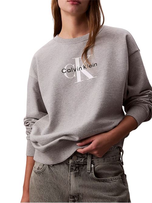 Felpa grigia in spugna di cotone Calvin Klein Jeans | Felpe | LV047B234GP79
