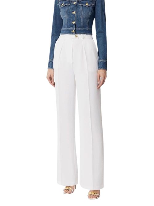 Pantalone bianco in crepe Elisabetta Franchi | Pantaloni | PA06451E2360