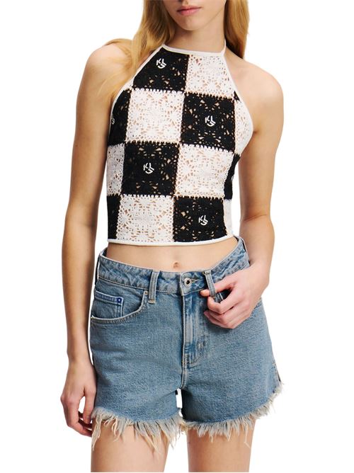 Top bianco e nero in poliestere Karl Lagerfeld jeans | T-shirt | A2W18003998