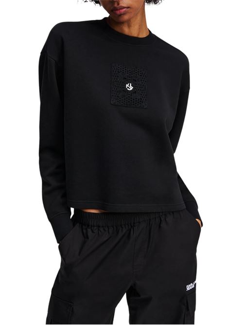 Felpa donna nera in cotone Karl Lagerfeld jeans | Felpe | A2W20018999