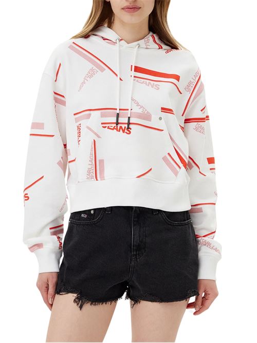 Felpa donna bianca in cotone Karl Lagerfeld jeans | Felpe | A2W2002010W