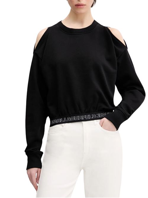 Felpa donna nera in cotone Karl Lagerfeld jeans | Felpe | A2W20062999