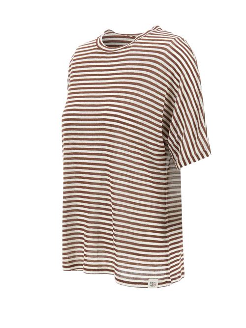 T-shirt donna marrone in misto lino Peuterey | COSTANTINELINRI004