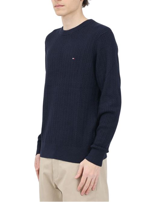 Maglioncino uomo blu in cotone Tommy Hilfiger | Maglie | MW0MW37400DW5
