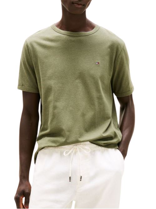 T-shirt uomo verde militare in misto lino/cotone Tommy Hilfiger | T-shirt | MW0MW38637PLI