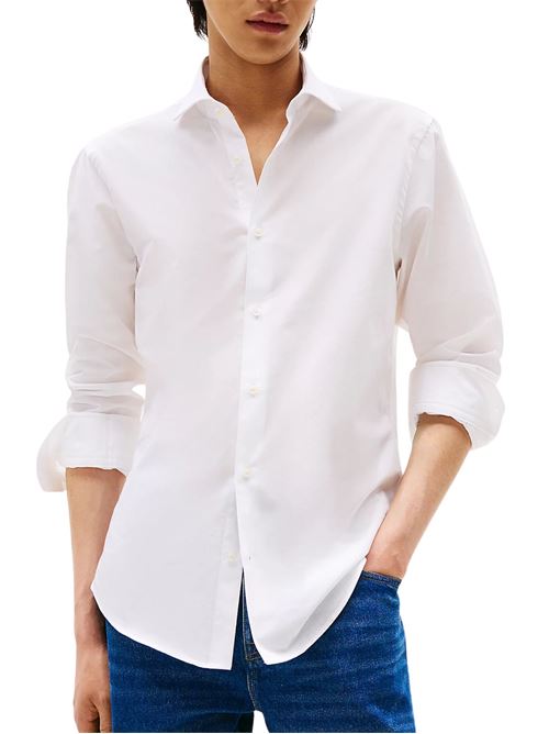 Camicia bianca in misto lino Tommy Hilfiger | Camicie | MW0MW38733YCF