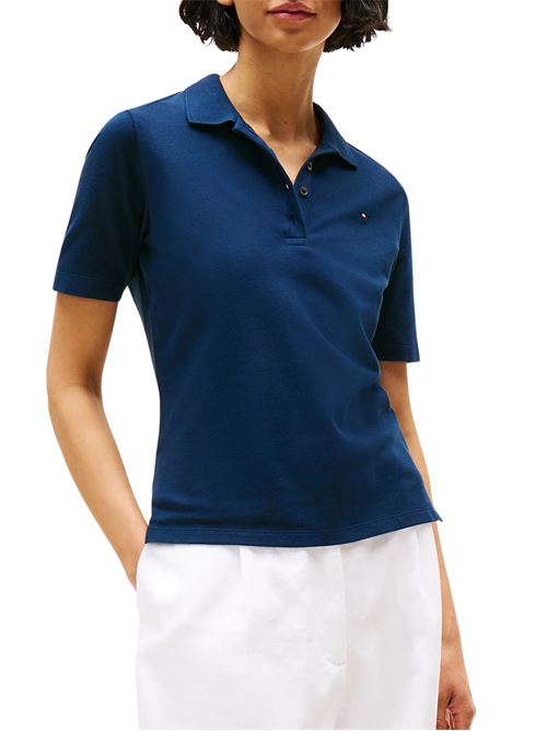Polo donna blu in cotone Tommy Hilfiger | Polo | WW0WW43224C1G