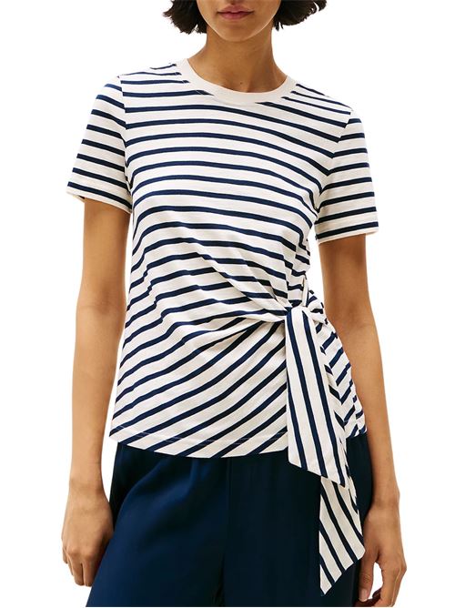 T-shirt donna a righe bianco/blu in cotone Tommy Hilfiger | T-shirt | WW0WW445590FC