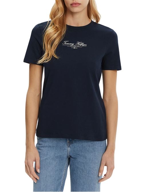 T-shirt donna blu scuro in cotone Tommy Hilfiger | T-shirt | WW0WW45428C1G