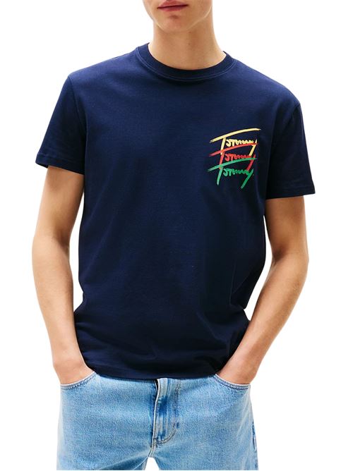T-shirt uomo blu in cotone Tommy Jeans | T-shirt | DM0DM20771C1G