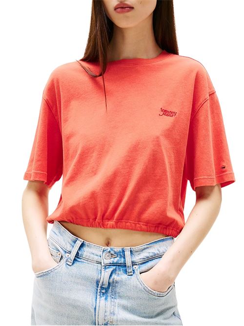 T-shirt crop arancione in cotone Tommy Jeans | T-shirt | DW0DW20324SN6