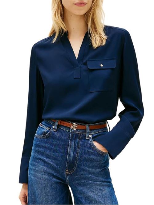 Camicia in viscosa con scollo a V Tommy Hilfiger | Camicie | WW0WW48911C1G
