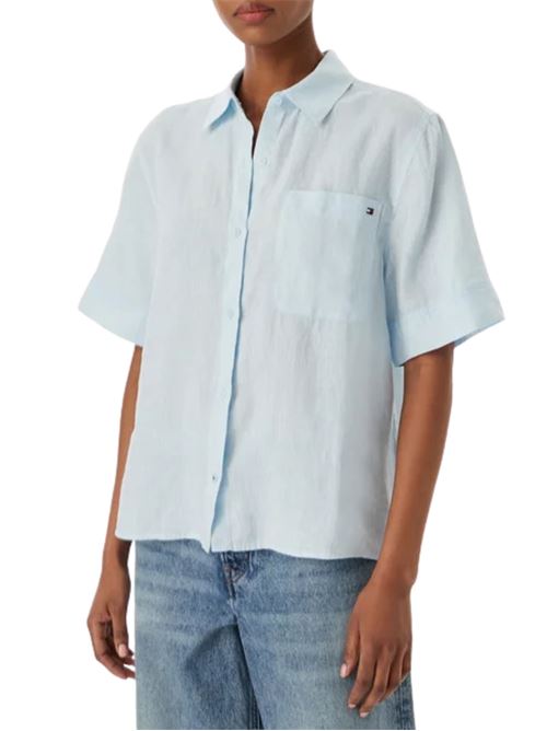 Camicia in lino a manica corta Tommy Hilfiger | Camicie | WW0WW48925CYR