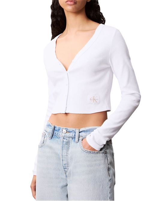 Cardigan bianco in cotone Calvin Klein Jeans | T-shirt | LV047C204GYAA