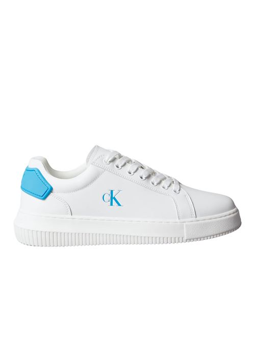 Sneaker donna bianca e celeste in pelle Calvin Klein Jeans | Scarpe | YW0YW018460LE