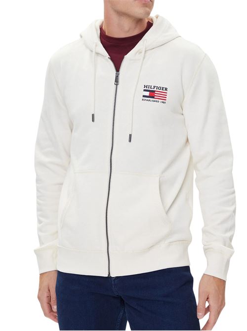 Felpa avorio in cotone Tommy Hilfiger | Felpe | MW0MW39691Z00