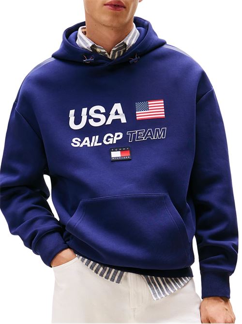 Felpa blu in cotone stretch Tommy Hilfiger | Felpe | MW0MW41416DY4