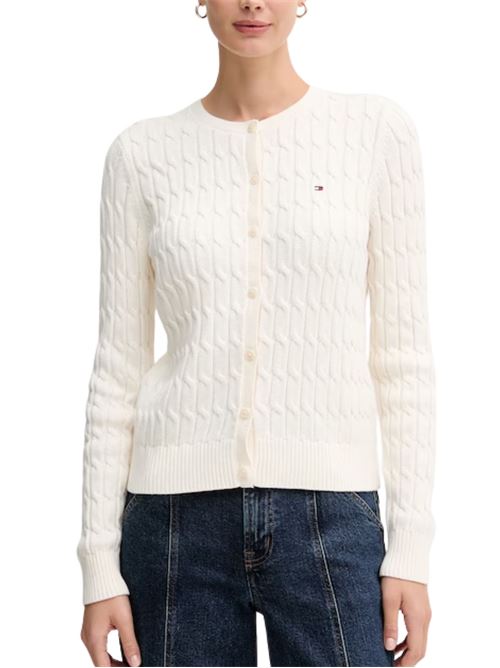 Cardigan a trecce con bottoni in cotone Tommy Hilfiger | Maglie | WW0WW46514YA8