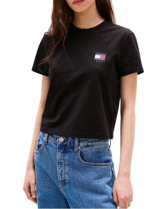 T-shirt nera in cotone Tommy Jeans | T-shirt | DW0DW21423BDS