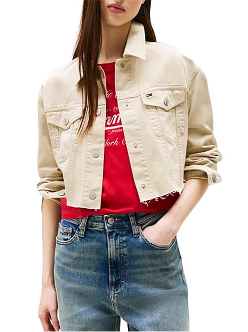 Giacca crop in denim con logo sul retro Tommy Jeans | Capispalla | DW0DW21431RBV