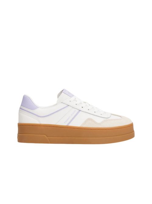 Sneaker ecrù e lilla in pelle Tommy Jeans | Scarpe | EN0EN028070LA