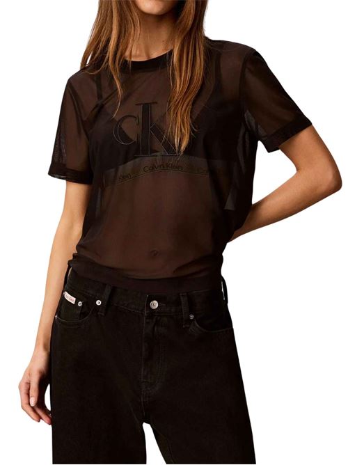 T-shirt girocollo in microrete Calvin Klein Jeans | T-shirt | LV044F218GUB1
