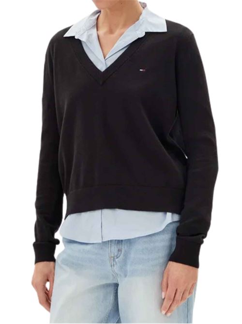 Maglioncino in cotone con scollo a V Tommy Jeans | Maglie | DW0DW19888BDS