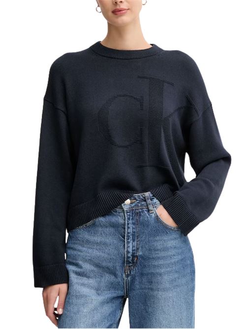 Maglione in cotone con CK ricamato Calvin Klein Jeans | Maglie | LV047D304GCEF