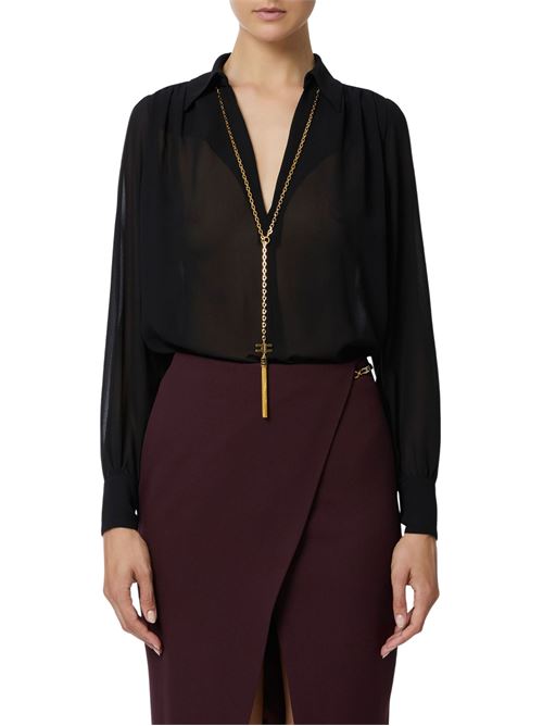 Camicia nera in georgette Elisabetta Franchi | Camicie | CA13357E2110