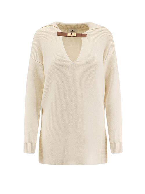 Maglione crema in lana e acrilico Elisabetta Franchi | Maglie | MK06S56E2DZ9