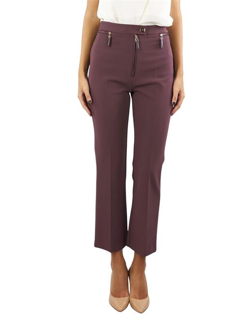 Pantaloni vino in crepe Elisabetta Franchi | Pantaloni | PA10856E2EA4