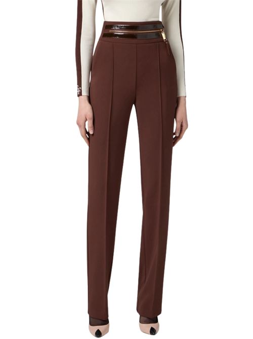 Pantalone slim con fascia in craquelè Elisabetta Franchi | Pantaloni | PA11356E2EA4