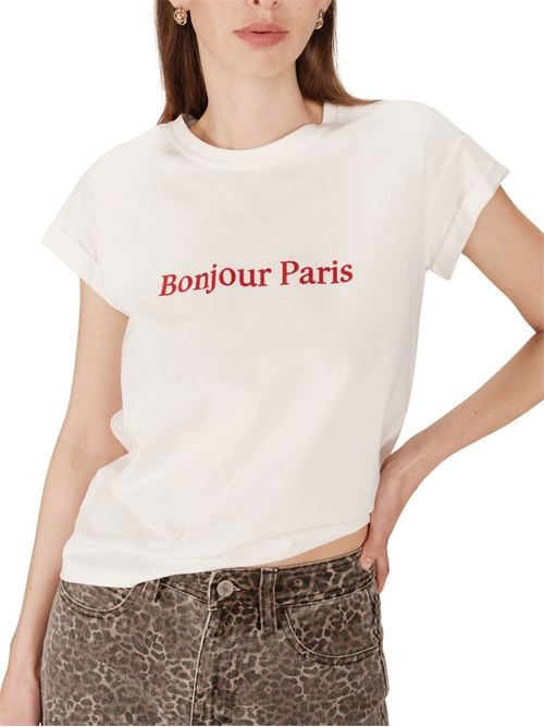 T-shirt con messaggio stampato in velluto Grace & Mila | T-shirt | FW2517060IV