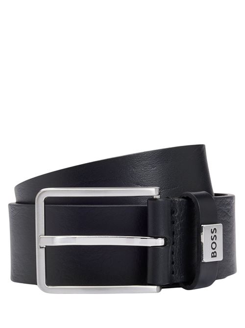 Cintura in pelle nera con logo Hugo Boss | Cinture | 50529898001