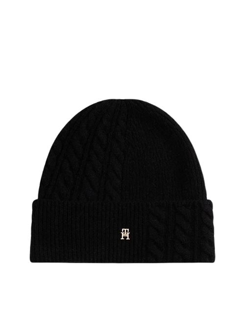 Cappellino in misto lana/alpaca nero Tommy Hilfiger | Cappelli | AW0AW17784BDS